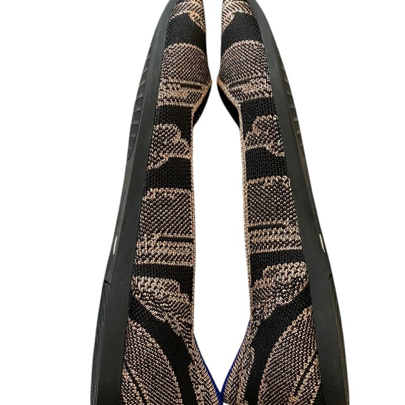 Rothys The Point Golden Shimmer Retired Rose Gold & Black Ballet Flats - Picture 6 of 9